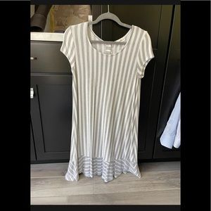 Anthropologie Puella A-Line Dress Womens S Grey White Striped Stretch Small